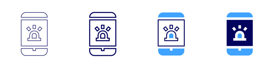 Home security alerts icon in 4 different styles. Thin Line, Line, Bold Line, Duotone. Duotone style. Editable stroke