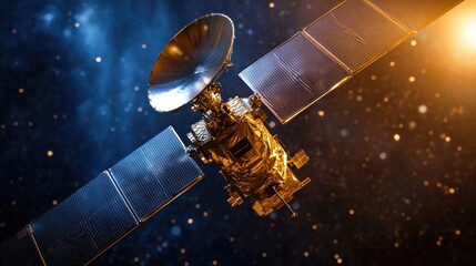 Engineers in a cleanroom assembling advanced satellite systems using smart manufacturing processes