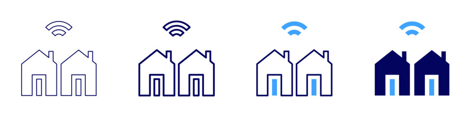 Smart home connectivity icon in 4 different styles. Thin Line, Line, Bold Line, Duotone. Duotone style. Editable stroke