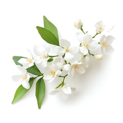 Sprig of Jasmine Flowers Isolated on White Background