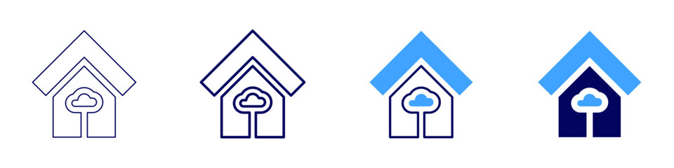 Smart home for families icon in 4 different styles. Thin Line, Line, Bold Line, Duotone. Duotone style. Editable stroke