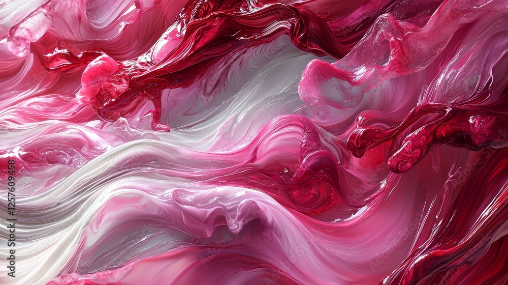Poster create three abstract wall art panels with flowing red textures that are vibrant and dynamic to prod