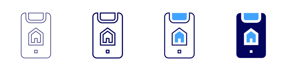 Smart home remote icon in 4 different styles. Thin Line, Line, Bold Line, Duotone. Duotone style. Editable stroke