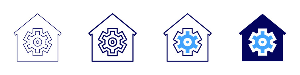 Smart home system icon in 4 different styles. Thin Line, Line, Bold Line, Duotone. Duotone style. Editable stroke