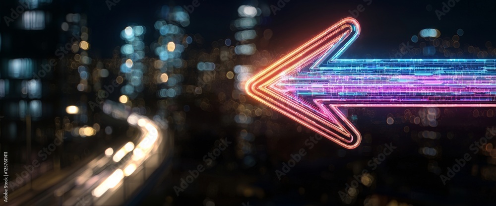 Poster a dark abstract futuristic background featuring neon lines that glow. these lines form various shape