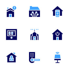 Smart house icon set. Bold style. Duotone colors. smart house, smart home, smart light, smart lock, home, temperature, security