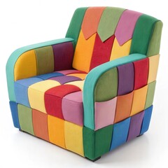 Colorful Felt Chair on a white background