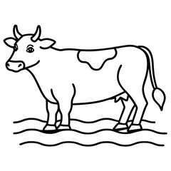 Fototapeta premium cow water floating