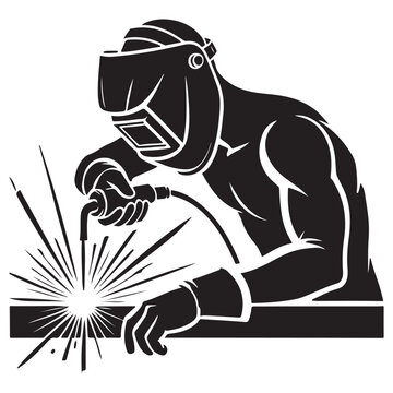 recommend clip art: Silhouette Illustration of Welder at Work With Safety Mask Sparks