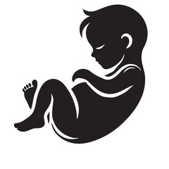 Newborn Baby Silhouette Vector Illustration In Fetal Position Design