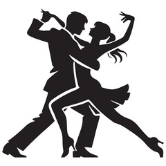 Silhouette couple dancing tango romantic pose vector illustration design