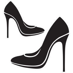 High Heels Silhouette Vector Illustration Modern Fashion Elegant Design