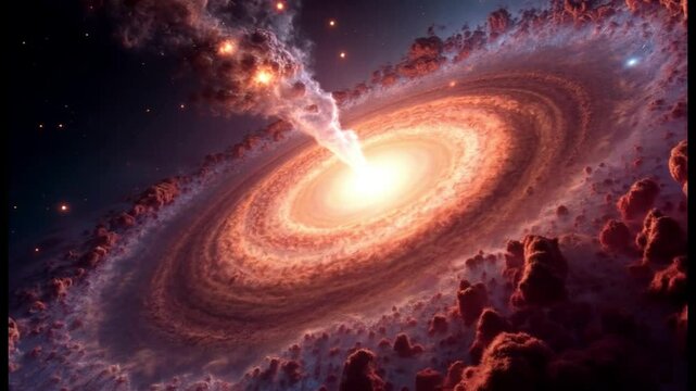 Supermassive Black Hole with Energy Jet, Astronomical Footage..
