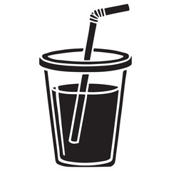 Drink with Straw Silhouette Vector Art Illustration for Beverage Projects