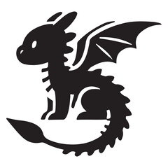 Cute Baby Dragon Silhouette Vector Art Fantastic Creature Design