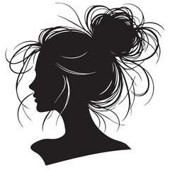 Messy Bun Silhouette Illustration Hairstyle Beauty Vector Graphic