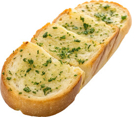 Freshly Baked Garlic Bread Slices Topped with Fragrant Herbs and Melted Butter
