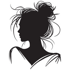 Messy Bun Hairstyle Silhouette Vector Art Illustration for Fashion Designs