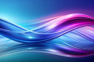 Fototapeta premium Abstract Blue and Purple Wave Background Design with Smooth Flowing Lines and Reflections