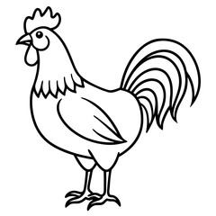 Rooster line art vector