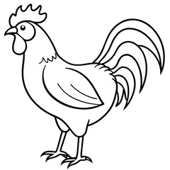 Rooster line art vector