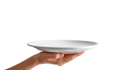 白いお皿を持った手