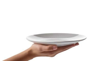 白いお皿を持った手
