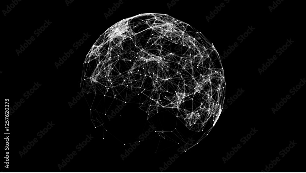 Aufkleber black sphere consisting of points and lines. modern wireframe elements. technology grid sphere. vect