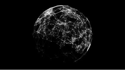 Black sphere consisting of points and lines. Modern wireframe elements. Technology grid sphere. Vector illustration.