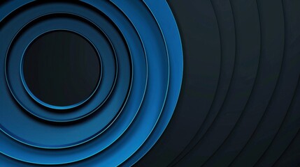 Blue Background with Overlapping Circles and Lines, Banner Template with White Space for Text. Abstract Minimalist Wallpaper with Copy Space on Blue Background. Modern Wallpaper.
