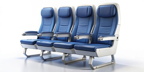 Four Airplane Seats on White Background
