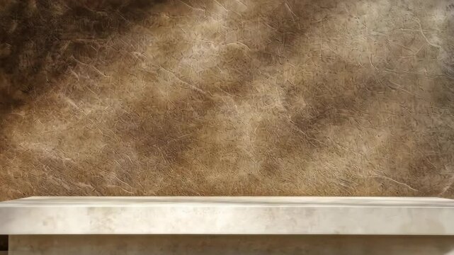 Sunlit marble platform shifts: elegance and shadow play in minimalist setting