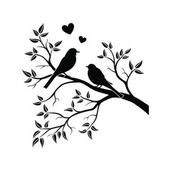 Sticker Of Black And White Cute Love Birds