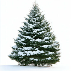 Fototapeta premium Fir Tree Isolated Covered By Snow