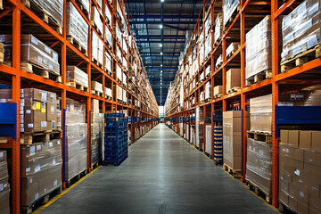 Fototapeta premium Modern logistics warehouse building structure.