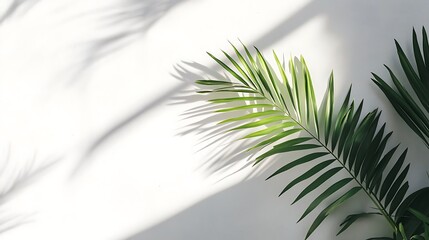 Palm Frond Shadow Play Against White Wall