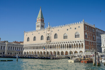 Fototapeta premium Markusturm Campanile di San Marco, Dogenpalast Palazzo Ducale, Canal Grande, Venedig, Venetien, Italien