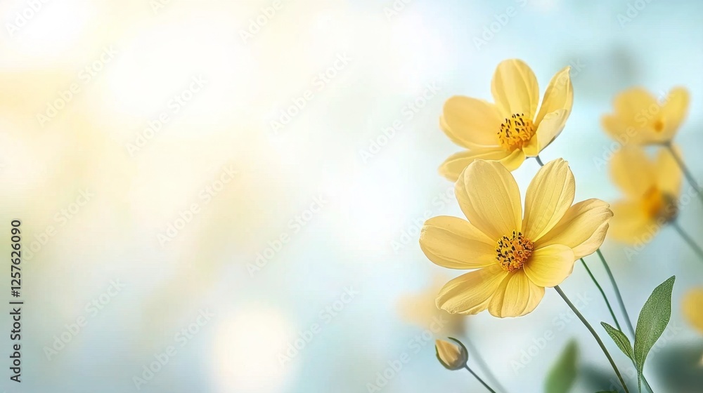 Wall mural A bunch of yellow flowers sitting on top of a table