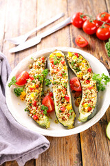 Baked Zucchini Stuffed with Vegetables - Vegetarian Dish