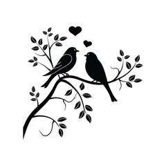 Sticker Of Black And White Cute Love Birds