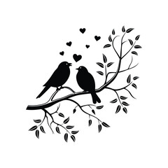 Sticker Of Black And White Cute Love Birds