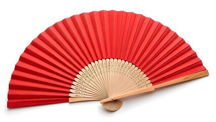 Elegant Red Folding Fan Cultural Symbol & Artistic Craft V5