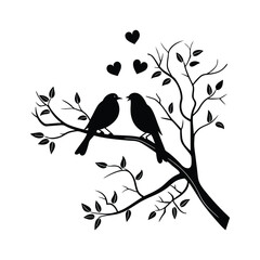 Sticker Of Black And White Cute Love Birds