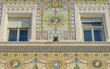 Obraz premium Mosaike, Regierungspalast Palazzo del Governo, Piazza dell’Unità d’Italia, Triest, Region Friaul-Julisch Venetien, Italien