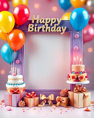 Birthday cake and balloons 