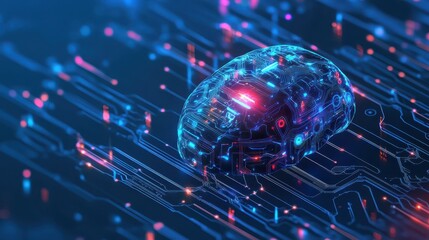 Abstract futuristic AI processing hub with realtime data visualization, machine learning, neural networks, futuristic tech