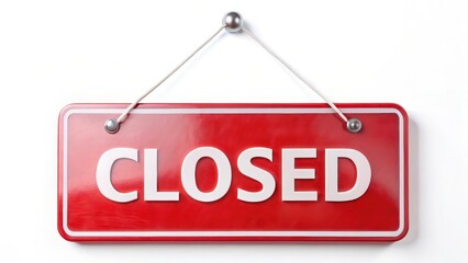 Red Closed Sign on White Background