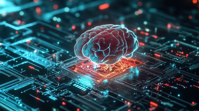 Cyberpunkinspired artificial intelligence, deep learning algorithms glowing in digital space
