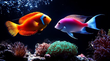 Obraz premium Pixelated Clownfish And Coral Reef In Aquarium