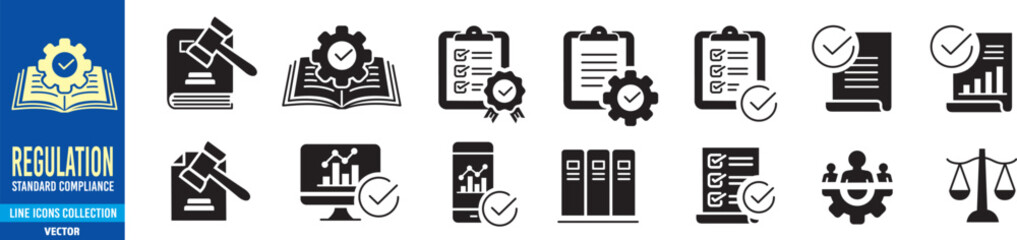 Regulation icons set vector illustration